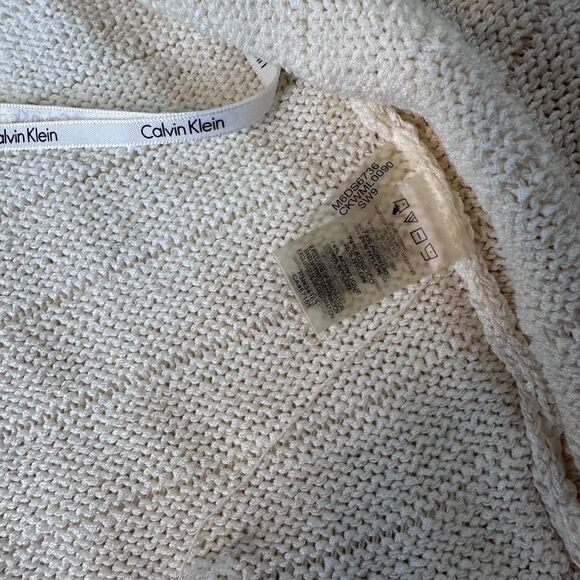 Calvin Klein Women’s Open Front Cable Knit Cardigan Sweater Cream M - Picture 4 of 4